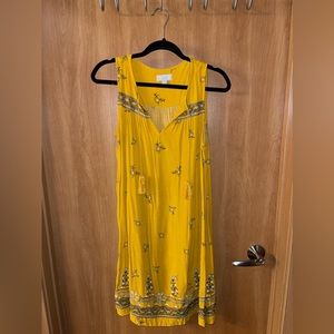 Loft Yellow Patterned Tank Dress